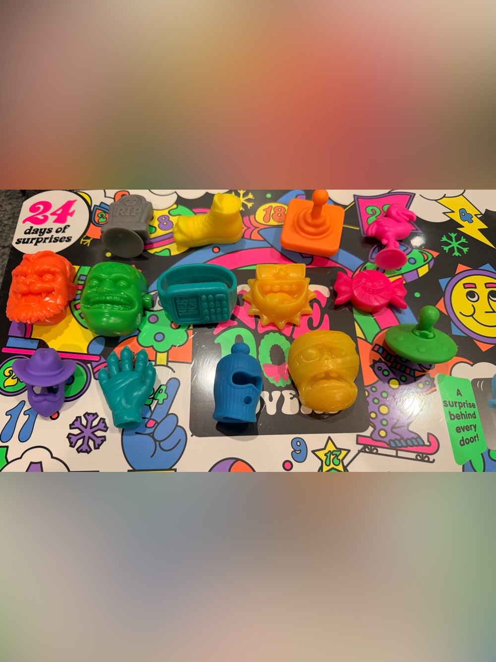 Needoh Holiday Calendar Assorted Kids Toy Squish  Set - Blue, Yellow, Orange